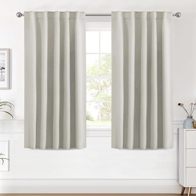 H.VERSAILTEX Blackout Curtains Thermal Insulated Window Treatment Panels Room Darkening Blackout Drapes for Living Room Back Tab/Rod Pocket Bedroom Draperies (2 Panels, Ivory/Cream, 42 x 54 Inch) by HVERSAILTEX
