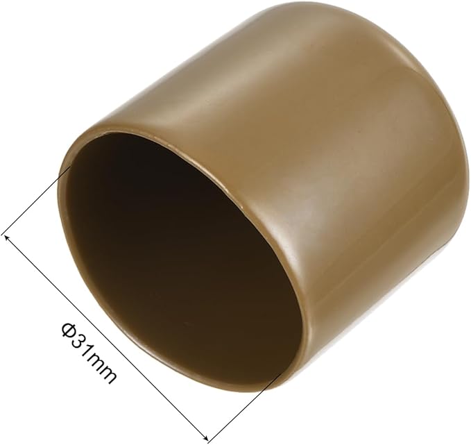 uxcell 20pcs Rubber End Caps 31mm(1 1/4") ID Vinyl PVC Round Tube Bolt Cap Cover Screw Thread Protectors Light Brown - Image 3