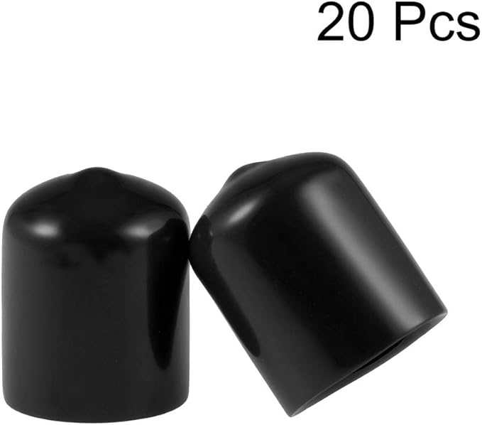 uxcell 20pcs Rubber End Caps 18mm ID Vinyl Round Tube Bolt Cap Cover Thread Protectors Black - Image 2