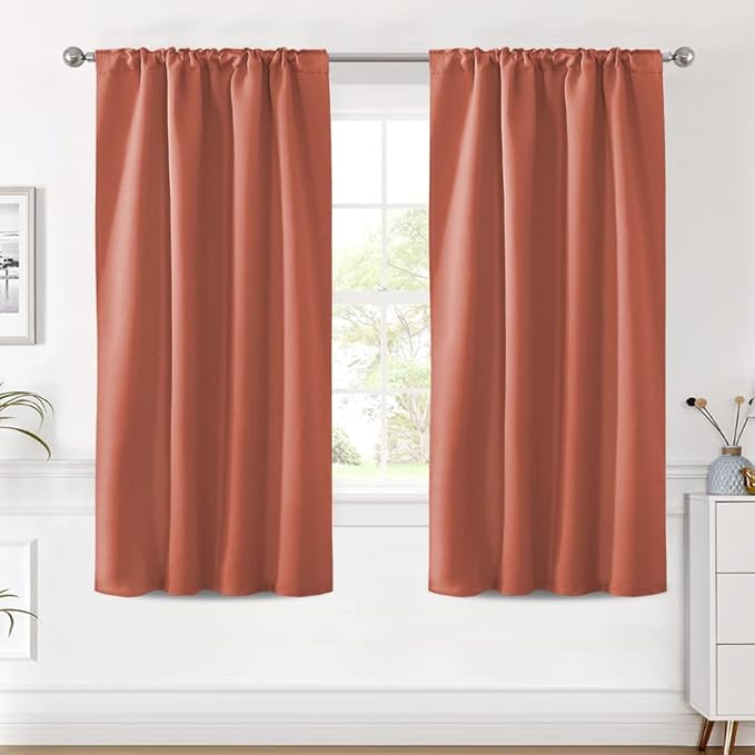 H.VERSAILTEX Blackout Curtains Thermal Insulated Window Treatment Panels Room Darkening Blackout Drapes for Living Room Back Tab/Rod Pocket Bedroom Draperies (2 Panels, Orange, 42 x 63 Inch) - Image 2