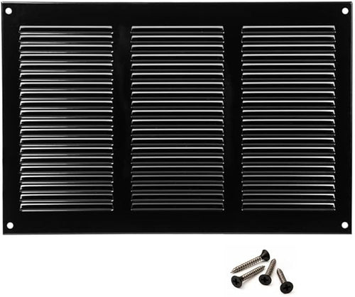 10x6 inch (Duct Opening) Vent Cover - Black Ventilation Covers for Wall and Ceiling - Metal Return Grille - HVAC AC Air Vents Register for Indoor and Outdoor Use with Mesh by ABOUT+VENT