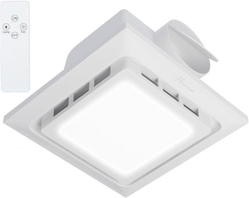 10" Bathroom Exhaust Fan with Light, 8" x8" Ceiling Opening, 110 CFM Powerful 1.0 Sone Quiet Vent Fan, 2600lm 6000K Color LED Light, Easy to Install, Space Saving Bathroom Ventilation by FocusonKitchenBathroom