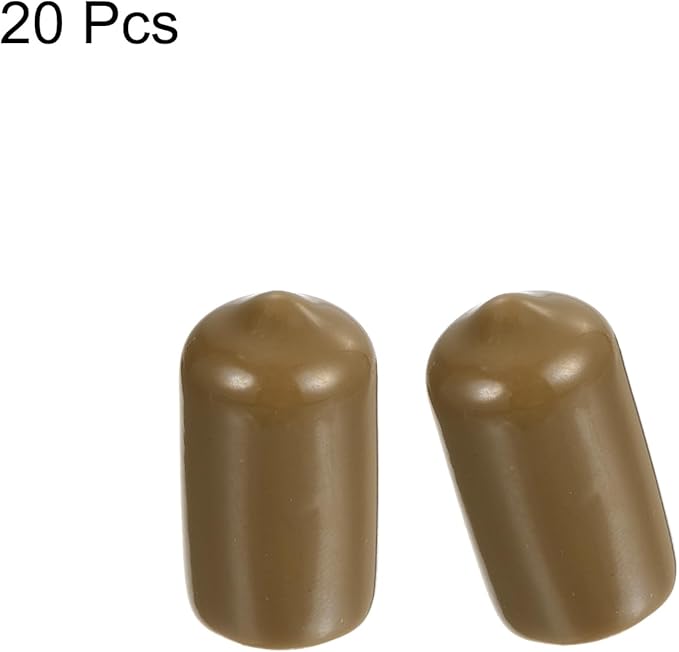 uxcell 20pcs Rubber End Caps 11mm ID Vinyl PVC Round Tube Bolt Cap Cover Screw Thread Protectors Light Brown - Image 2