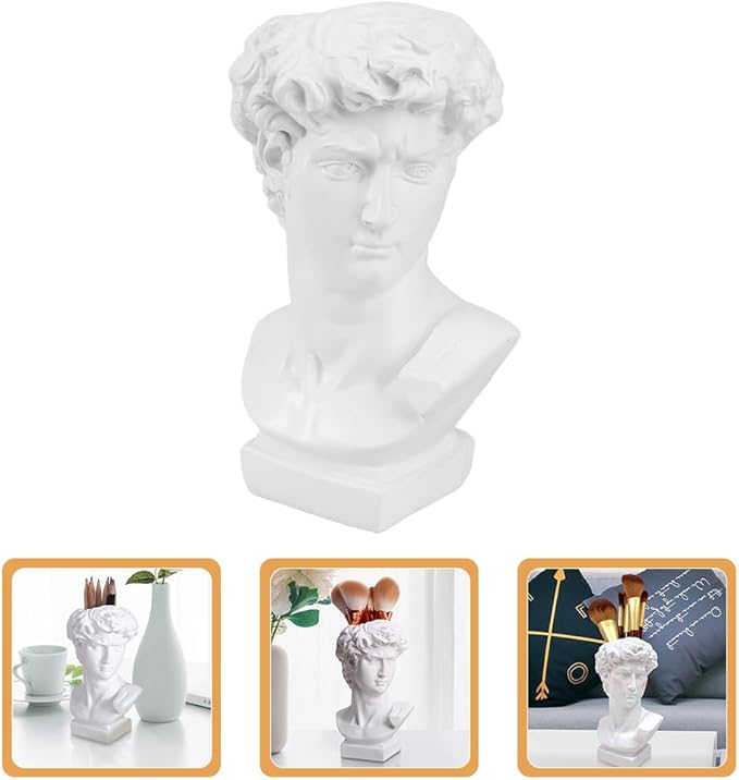 DOITOOL Greek Statue of David Collectible Figurine Cute Vase Vases for Decor Face Flower Dried Flower Vase Decorative Planter Greece Ornaments White Resin - Image 8
