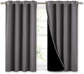 NICETOWN 100% Blackout Curtains with Black Liners, Thermal Insulated Full Blackout 2-Layer Lined Curtains, Energy Efficiency Window Draperies for Dining Room (Grey, 2 Panels, 52-inch W by 45-inch L) by NICETOWN