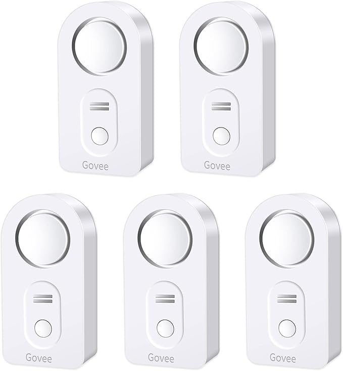 Govee Water Leak Detectors 5 Pack, 100dB Adjustable Audio Alarm Sensor, Sensitive Leak and Drip Alert, for Kitchen Bathroom Basement (Cannot Connect to Wi-Fi Directly) by Govee