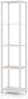 Homes: Inside + Out Apexa Modern 5-Tier Narrow Shelving Units, Collectibles Display Shelves, Easy Assembly Standing Shelf, Home Storage Organizer for Living Room, Bedroom, Office, Taupe Grey by HOMESInsideOut
