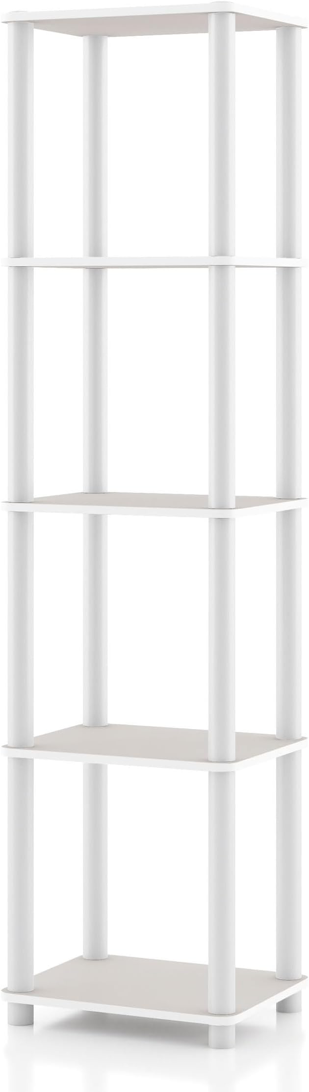 Homes: Inside + Out Apexa Modern 5-Tier Narrow Shelving Units, Collectibles Display Shelves, Easy Assembly Standing Shelf, Home Storage Organizer for Living Room, Bedroom, Office, Taupe Grey by HOMESInsideOut