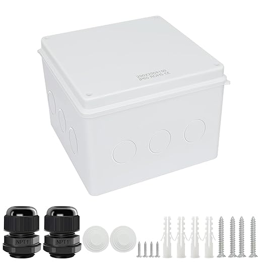 LeMotech Junction Box, Electrical Box IP65 Water Resistant Dustproof ABS Plastic Project Enclosure for Electronics White, External Size 7.8 x 7.8 x 5.9 inch by LeMotech
