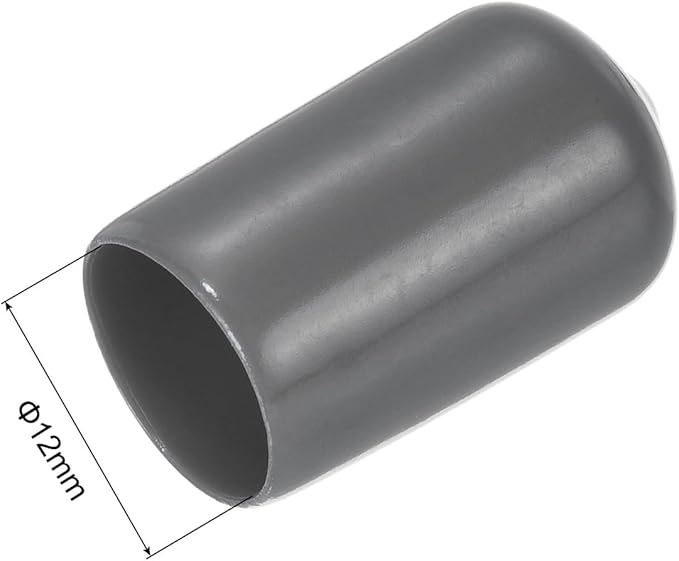 uxcell 20pcs Rubber End Caps 12mm(1/2") ID Vinyl PVC Round Tube Bolt Cap Cover Screw Thread Protectors Dark Grey - Image 3