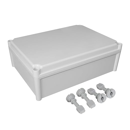 LeMotech Junction Box IP67 Waterproof Dustproof ABS Plastic Project Box for Electrical Outdoor Enclosure Gray 15 x 11 x 5.1 inch (380 x 280 x 130 mm) by LeMotech