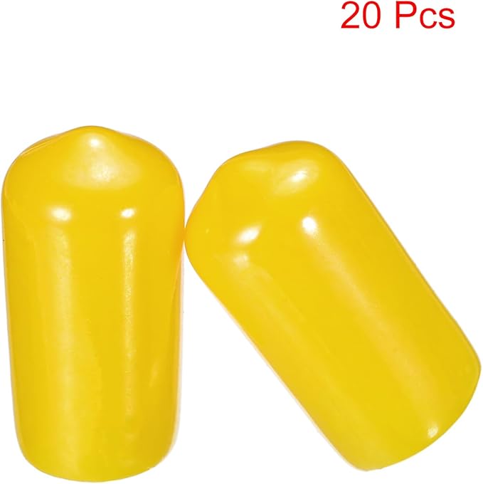 uxcell 20pcs Rubber End Caps 10mm(3/8") ID Vinyl PVC Round Tube Bolt Cap Cover Screw Thread Protectors Yellow - Image 2