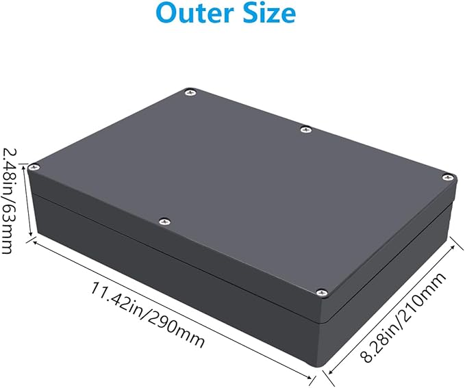 Project Box, Project Boxes Plastic Electric Project Case Junction Box Power Case for Electronic Project, Black 11.42x8.27x2.48 inch (290 x 210 x63 mm) - Image 2