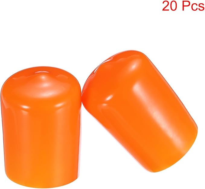 uxcell 20pcs Rubber End Caps 19mm(3/4") ID Vinyl PVC Round Tube Bolt Cap Cover Screw Thread Protectors,Orange - Image 2