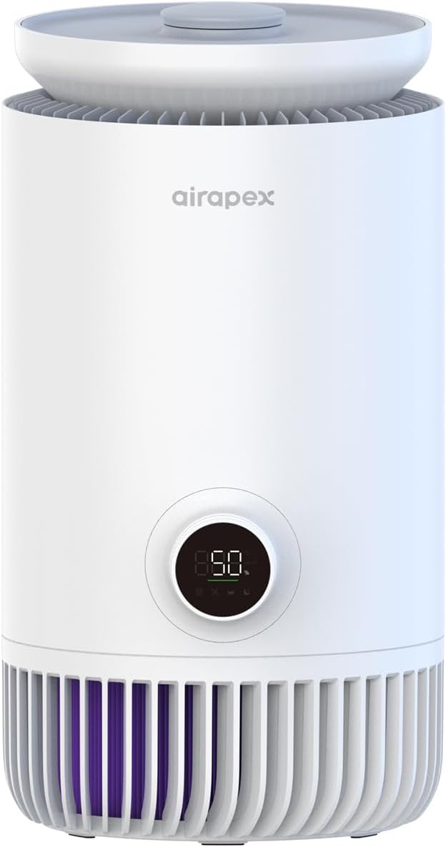 2-in-1 Humidifier and Air Purifier Combo, Mistless Evaporative Humidifier and HEPA Filter Air Purifier, Silent, WIFI Smart for Bedroom, White by Airapex
