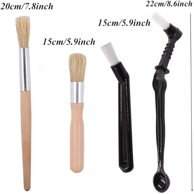Coffee Machine Cleaning Brush Set - 4 Piece Set Including Wooden and Nylon Brushes for Grinders and Group Heads - Image 4