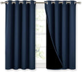 NICETOWN 100% Blackout Curtains with Black Liners, Thermal Insulated 2-Layer Lined Drapes, Energy Efficiency Small Window Draperies for Dining Room (Navy Blue, 2 Panels, 52 inches W by 45 inches L) by NICETOWN