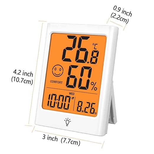 Digital Indoor Thermometer for Room, Smart Temperature Humidity Monitor with Backlight, Comfort Indicator, Max/Min Record, Time, Calendar, Alarm, °c/°f Switch for Bedroom, School - Image 8