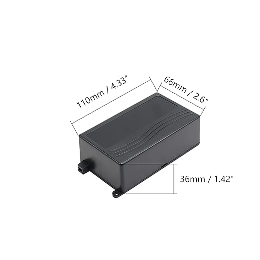 Fielect 2Pcs Project Box Dustproof Electronic Junction Box ABS Plastic Enclosure Project Case with Ear for Electronic Projects Black, 4.29" x 2.52" x 1.42" - Image 2