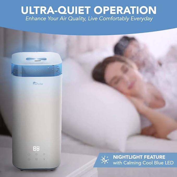Senville 5L Top-Fill Humidifier for Home, Large Capacity Cool Mist Humidifier, Ultrasonic, With Essential Oil Diffuser for Aromatherapy White - Image 5