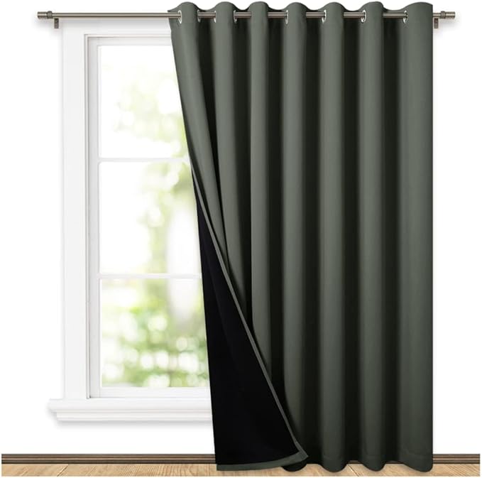 NICETOWN 100% Blackout Window Curtain Panel, Heat and Full Light Blocking Drape with Black Liner for Nursery, 84" Drop Thermal Insulated Drapery (Dark Mallard, 1 Piece, 70" Wide Each Panel) by NICETOWN