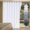H.VERSAILTEX White Linen Blackout Curtains Durable Thick Textured Linen Look 100% Blackout Patio Door Curtain Anti Rust Grommet Extra Wide Sliding Door Curtain Panel, W100 x L108 inch- Bright White by HVERSAILTEX