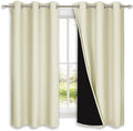 NICETOWN Bedroom Full Blackout Curtain Panels, Super Thick Insulated Grommet Drapes, Double-Layer Blackout Draperies with Black Liner for Small Window (Beige, Set of 2, 42 by 63-inch) by NICETOWN