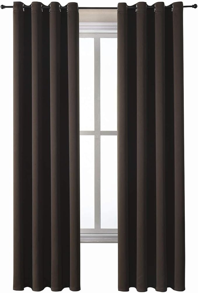 ChrisDowa Grommet Blackout Curtains for Bedroom and Living Room - 2 Panels Set Thermal Insulated Room Darkening Curtains (Brown, 52W x 84L ) - Image 7