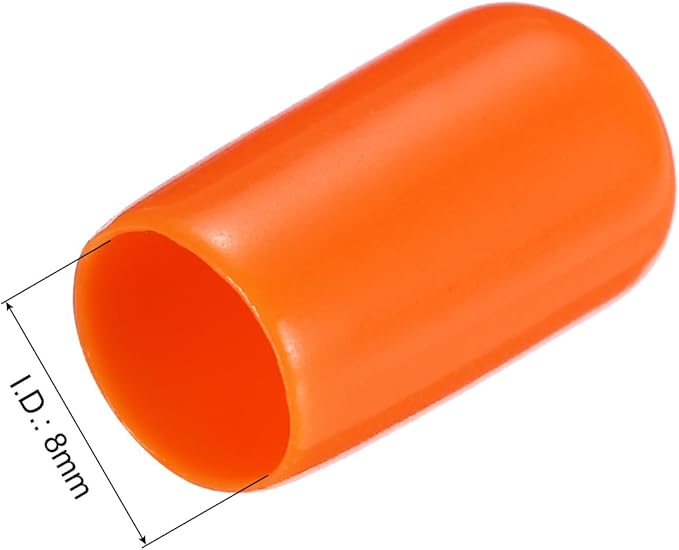 uxcell 20pcs Rubber End Caps 8mm(5/16") ID Vinyl PVC Round Tube Bolt Cap Cover Screw Thread Protectors,Orange - Image 3