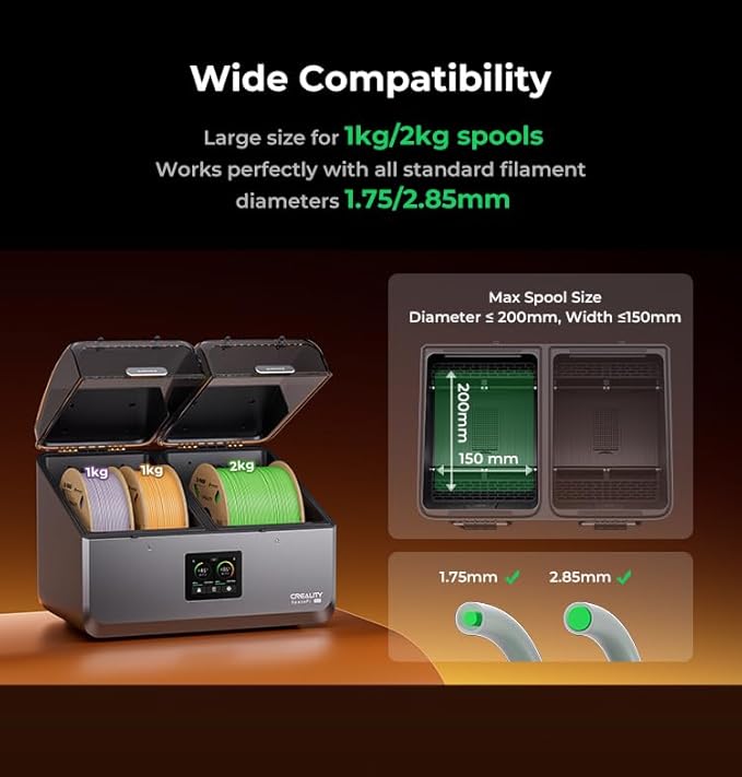 Creality Space Pi X4 Filament Dryer, 4 Spools 3D Printer Filament Dryer Box with Dual PTC Heating,360° Hot-Air Circulation,Filament Dehydrator Storage Box for 1.75/2.85mm PLA PETG ABS Nylon PA TPU - Image 5