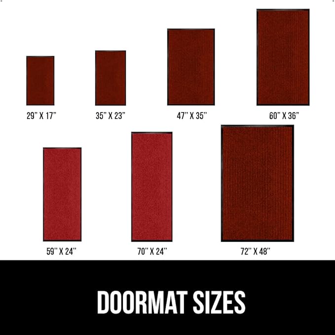 GORILLA GRIP Waterproof Traffic Guard Door Mat, 59x24, Heavy Duty Entryway Mats, Strong Backing Commercial Utility Rugs for Office Hallway, Garage Floor and Home, Low Profile Carpet Runner, Red - Image 6