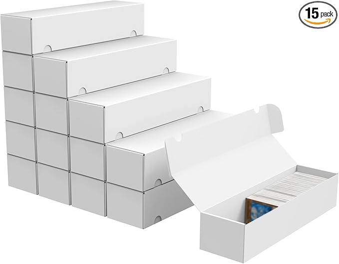 Trading Card Storage Box, 15-Pack 1100 Count White Corrugated Cardboard Bulk Sports Storage Box for TCG/Magic/Mtg Basketball Cards, Collectible Trading Cards by XRACV