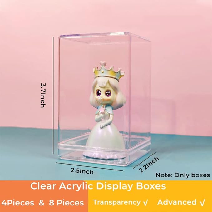 Acrylic Box Clear Display Box with Lid 4 Pieces Small Storage Square Cube Plastic Containers Jewelry Storage Candy Box Wedding Valentine's Day Party Favor Boxes 3.74x2.55x2.16Inch - Image 2