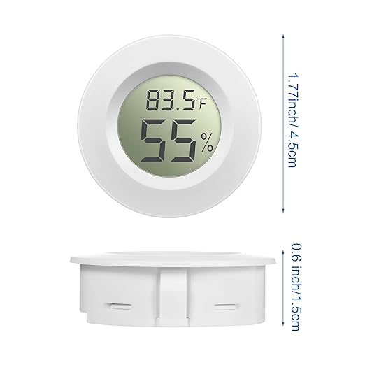 Weewooday 4 Pcs Mini Hygrometer Thermometer Round Digital Humidity Gauge Monitor Electronic Humidity Temperature Meter LCD Display Indoor Outdoor Hygrometer Thermometer for Home Kitchen (White) - Image 2