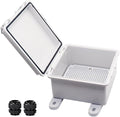 Waterproof Electrical Box Dustproof Junction Box Weatherproof IP67 ABS Plastic Enclosure Switch Router Project Box with Mounting Plate with Wall Bracket 2 Cable Glands Grey 5.9"x5.9"x3.5" by YETLEBOX