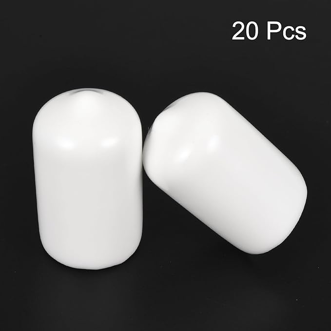 uxcell 20pcs Rubber End Caps 13mm ID Vinyl Round End Cap Cover Screw Thread Protectors White - Image 2