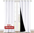 NICETOWN White 100% Blackout Curtains for Windows, Pack of 2, 52 inches W x 120 inches L, Super Heavy-Duty Black Lined Total Darkness Drapes for Bedroom, Privacy Assured Window Treatment for Patio by NICETOWN