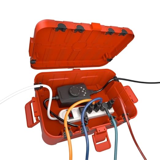 Flemoon Large Outdoor Electrical Box (12.5 x 8.5 x 5 inch), IP54 Waterproof Outdoor Extension Cord Cover Weatherproof, Protect Outlet, Plug, Socket, Timer, Power Strip, Holiday Light Decoration, Red by FLEMOON