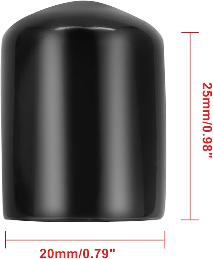 24 Pcs Round Rubber End Caps, 4/5" (20mm) ID Vinyl Flexible Screw Thread Protectors, Black Bolt End Caps for Metal Tubing Rod Bolt - Image 2