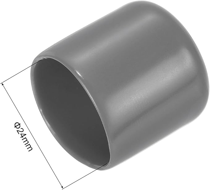 uxcell 20pcs Rubber End Caps 24mm ID Vinyl PVC Round Tube Bolt Cap Cover Screw Thread Protectors Dark Grey - Image 3