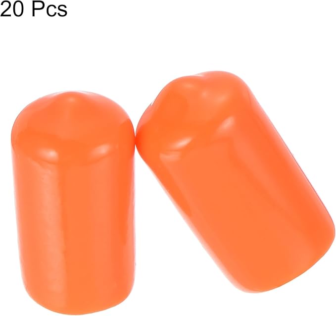 uxcell 20pcs Rubber End Caps 12mm(1/2 inch) ID Vinyl Round Tube Bolt Cap Cover Screw Thread Protectors Orange - Image 2