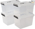 10 L Clear Plastic Latching Box, Plastic Storage Bin with Lids, 4-Pack by Zerdyne