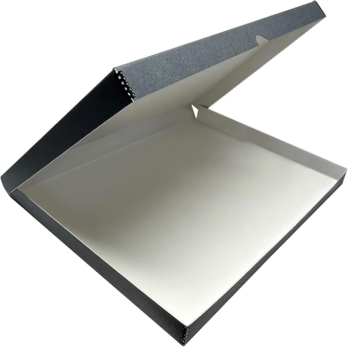 Lineco Folio Storage Box, Clamshell Design with Metal Edge. 18.5x24.5x1.75 Inches, Archival Boxboard, Preserve Photos, Cards, Magazines, Documents, Art, Ephemera, Family Records, Gray, Pack of 1 by Lineco