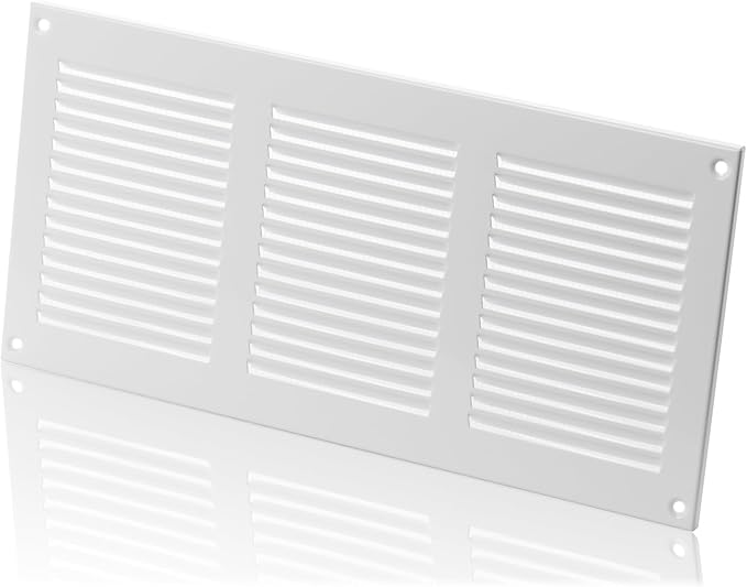 10x4 inch (Duct Opening) Vent Cover - White Ventilation Covers for Wall and Ceiling - Metal Return Grille - HVAC AC Air Vents Register for Indoor and Outdoor Use with Mesh - Image 3