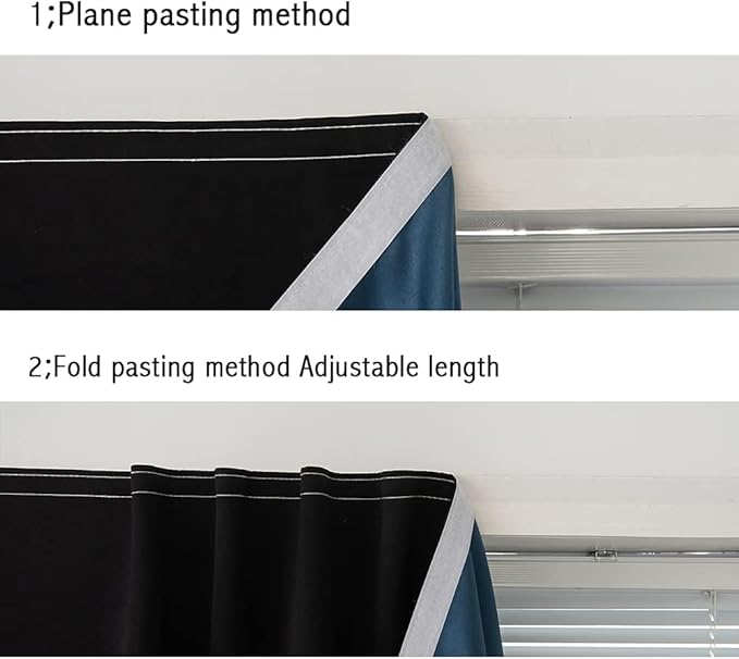 Adhesive Curtain 100% Blackout No-Drill Easy Install for Bedroom Blinds Light Blocking (Black-35 W x 70" L-1P) - Image 5
