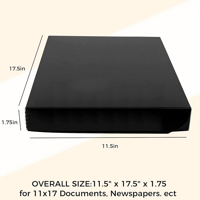 Golden State Art, Archival Folio Storage Box 11x17, Clamshell Design with Metal Edge, Preserve And Store Photos Documents Cards Prints Arts Crafts DIY, Black - Image 2