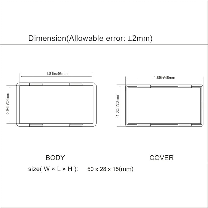 LeMotech Project Box 10 Pieces ABS Plastic Electrical Project Case Small Junction Box for Electronics Black 2.0 x1.1 x0.6 inch (50 x 28 x 15 mm) - Image 7