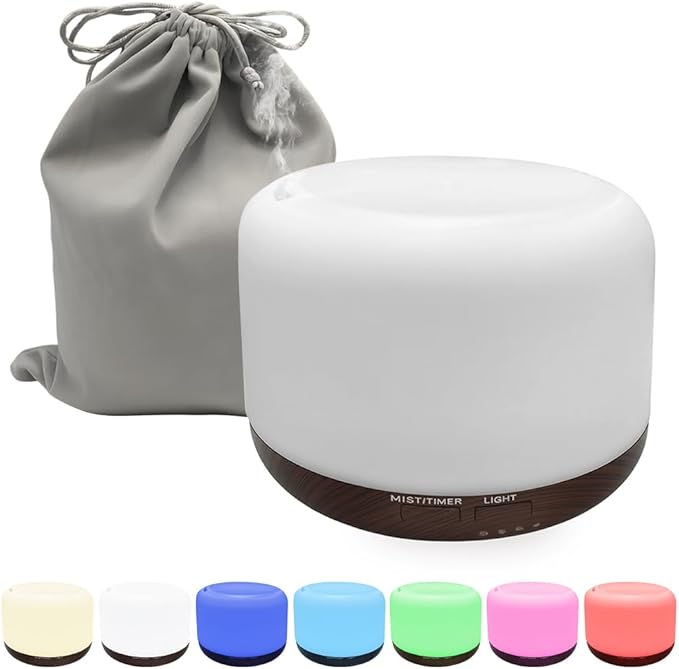 Essential Oil Diffuser for Home & Travel,300ml USB Portable Bedroom Aromatherapy Diffuser with Storage Bag,Quiet for Bedroom,7 Color LED Lights&Auto Shut-Off(Travel Model) by Unknown