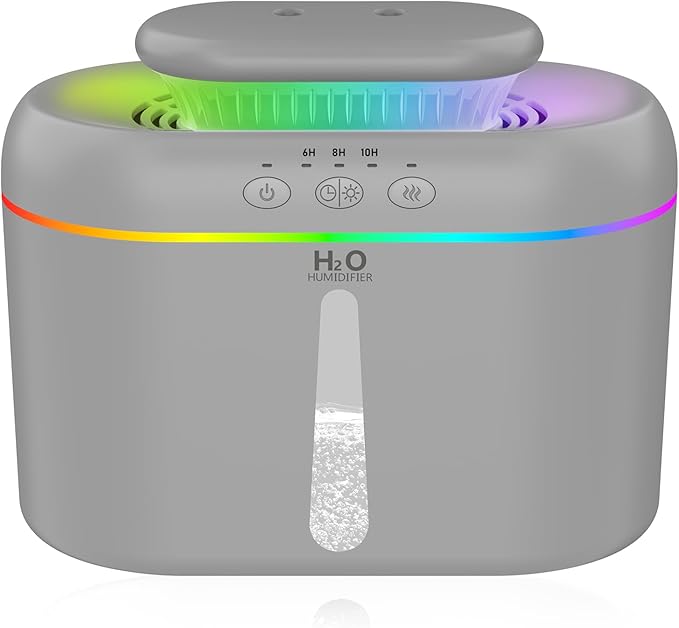 2L humidifiers for bedroom humidifier Home Ultra-Quiet 28 dB Quiet Supersized Cool Mist Air Humidifier for Baby Nursery，Dual Nozzie，Easy to Clean & Fill, 7 Color NightLight (White) by Lisacool