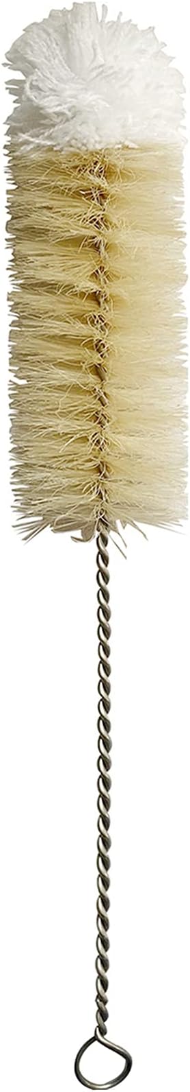 NewFerU Stainless Steel Soda Bottle Cleaning Brush in Natural Boar Bristle Wool Tip Long Handle, Flexible Bendable Thick Wire Cleaner for Narrow Neck Water Baby Bottles Straw Pipe Tube Flask (Big) by NewFerU